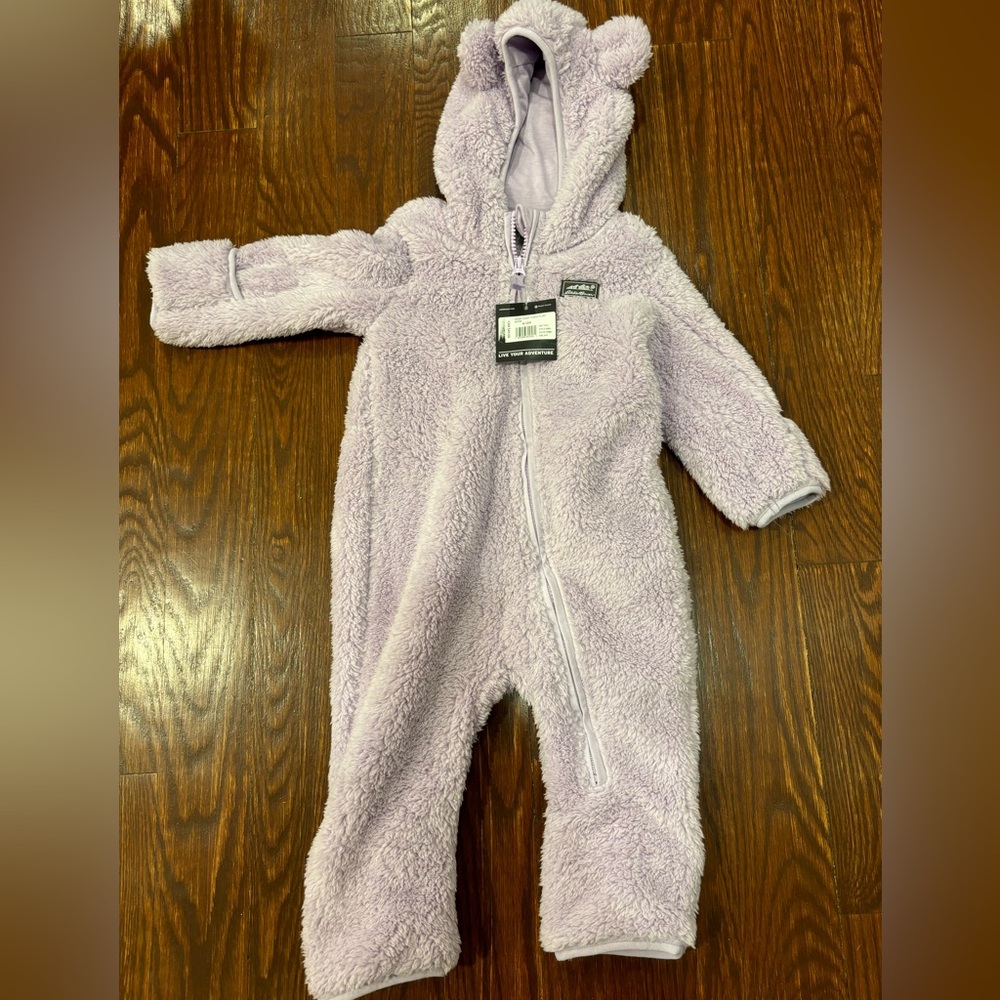 Eddie Bauer Purple Fleece Snowsuit. NWT Size 6-12 M
